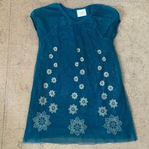 Hanna Andersson Disney Collection‎ Girls Frozen Tulle Dress Teal Size 5 110cm